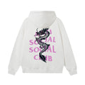 Anti Social Social Club Black Dragon Purple Logo White Hoodie