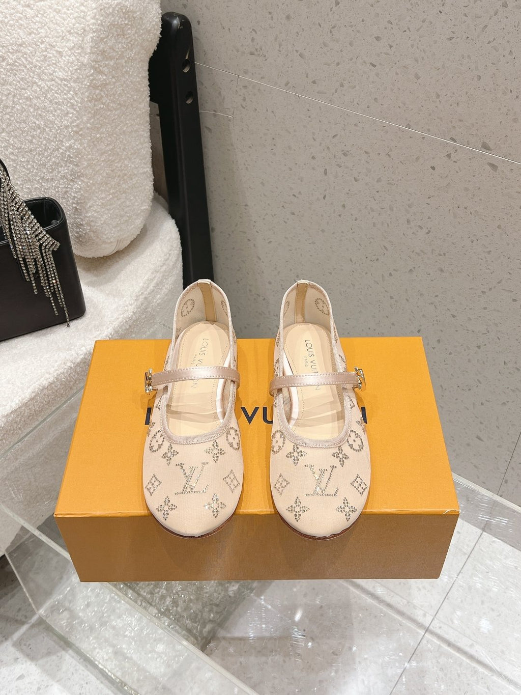 Louis Vuitton Patterned Double-Strap Mary Jane Flats